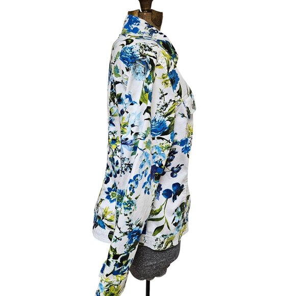 AMX Floral  Jacket Womens Size Large Snap Closure Floral Pattern Lightweight - Picture 5 of 10
